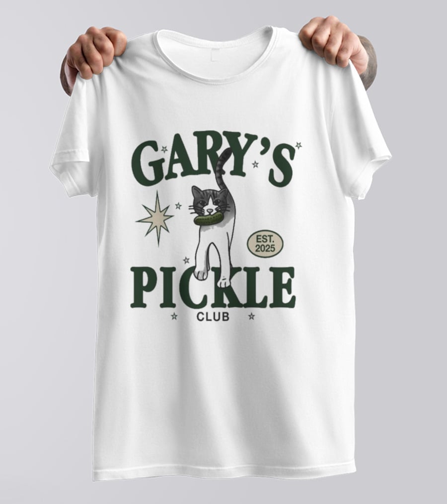 Gary's Pickle Club Cat Est 2025 Fun T-Shirt