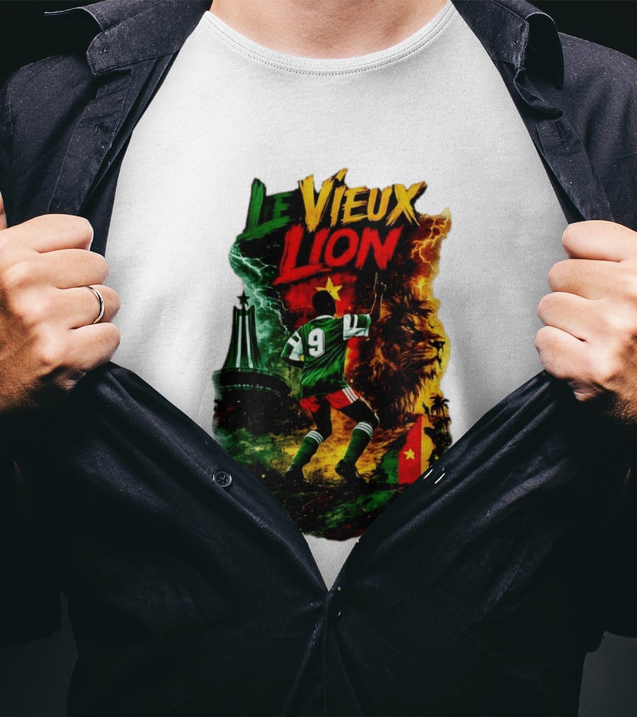 Le Vieux Lion Roger Milla Cameroon Football Icon T-Shirt
