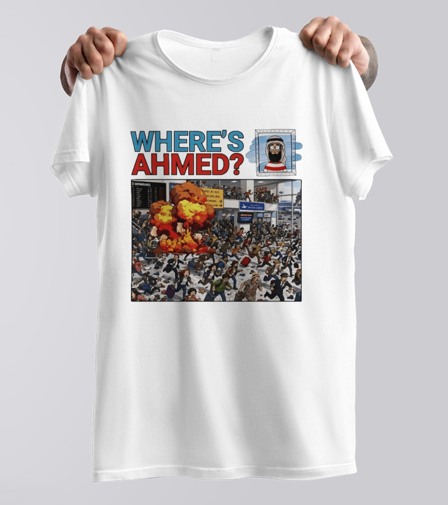 Where's Ahmed September 11 Attacks Cartoon Explosion Scene T-Shirt