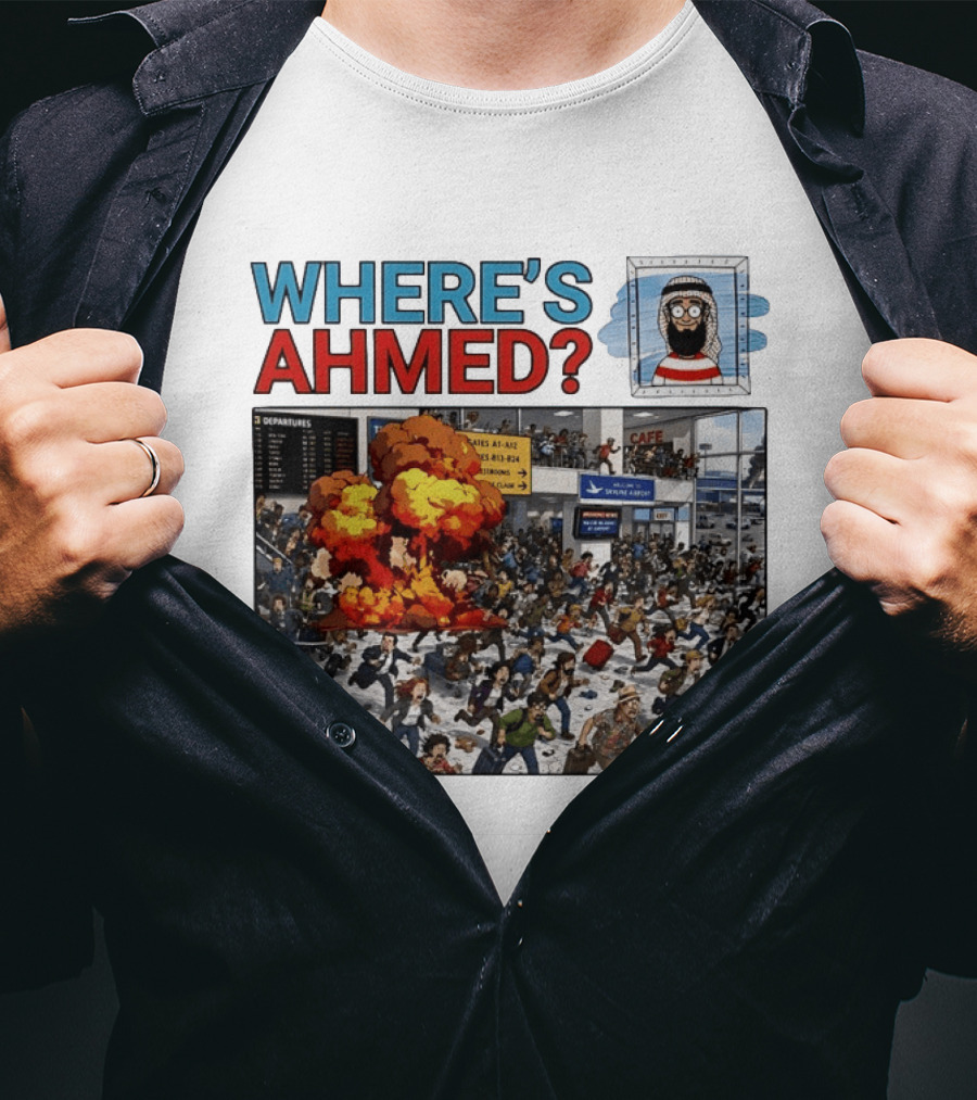 Where's Ahmed September 11 Attacks Cartoon Explosion Scene T-Shirt