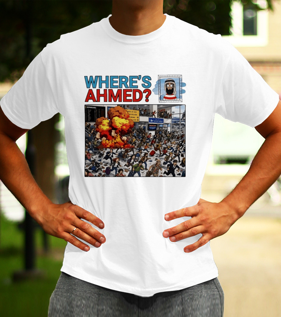 Where's Ahmed September 11 Attacks Cartoon Explosion Scene T-Shirt