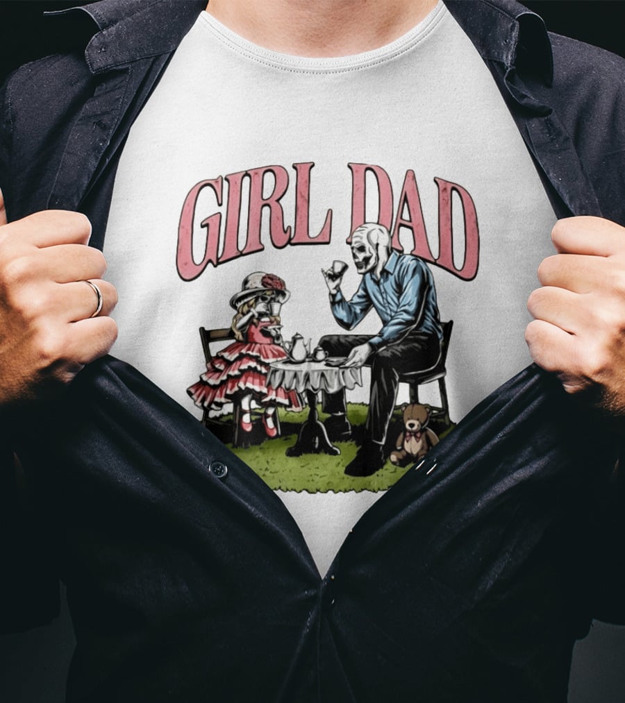 Girl Dad Skeleton Tea Party With Daughter T-Shirt