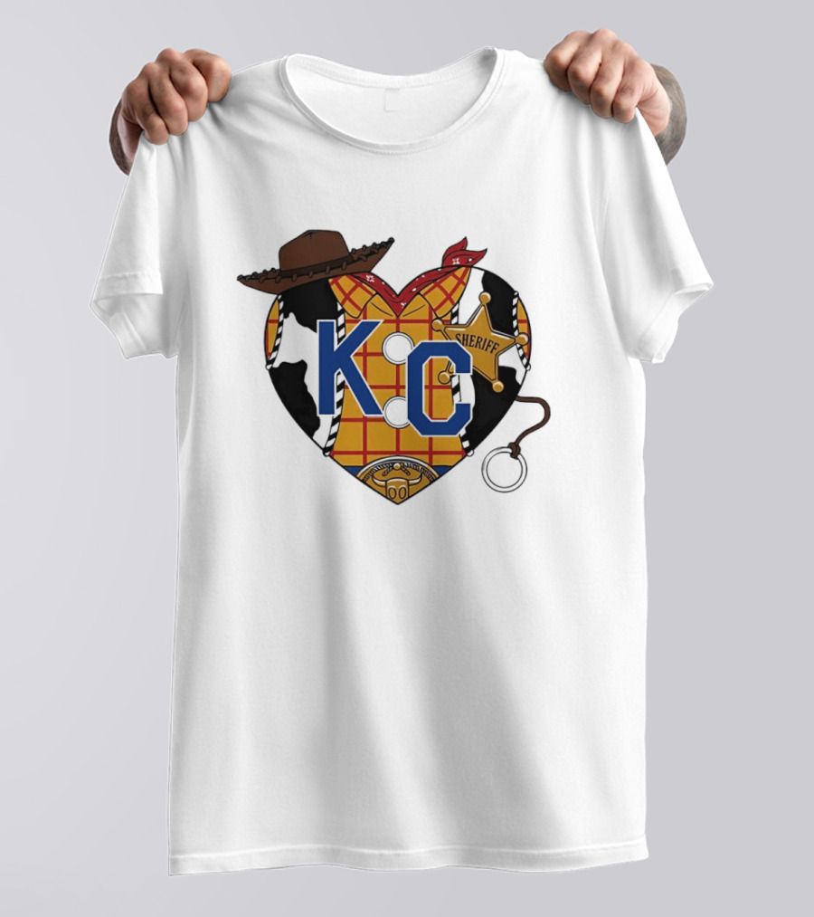 Howdy KC Sheriff Heart Cowboy Hat Plaid Bandana T-Shirt
