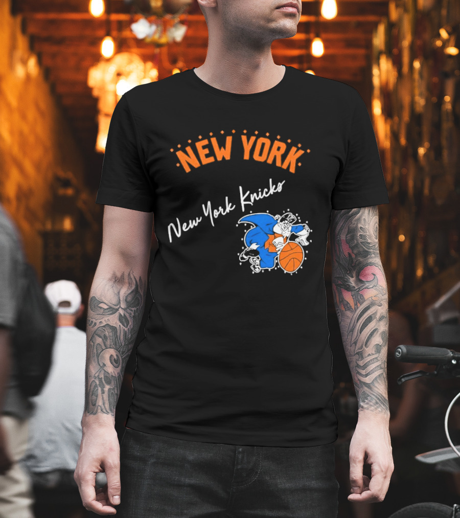 Father Knickerbocker New York Knicks Basketball Character Orange And Blue T-Shirt