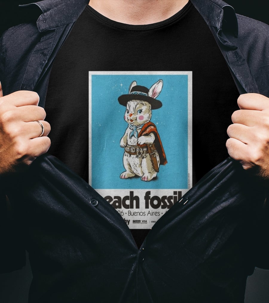 Beach Fossils Buenos Aires 2026 Rabbit Cowboy Concert T-Shirt