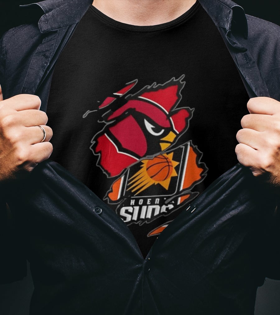 Arizona Cardinals Phoenix Suns Two Teams One Heart Scratch Edition T-Shirt