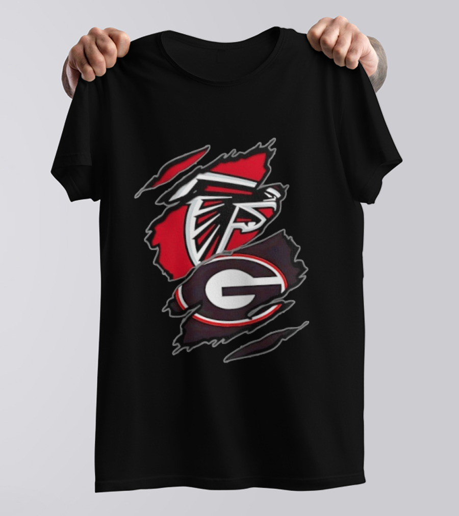 Atlanta Falcons Georgia Bulldogs Two Teams One Heart Scratch T-Shirt