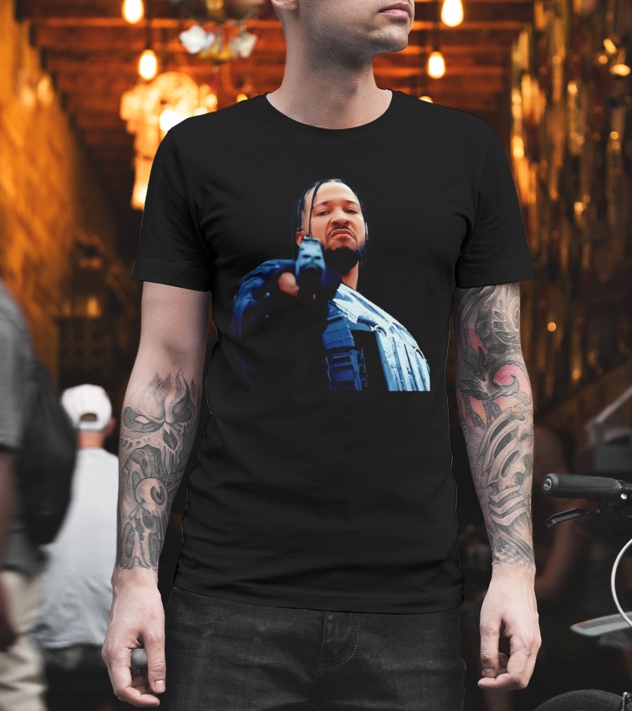 Jalen Brunson Gangster New York Knicks NBA Basketball Gun Image T-Shirt