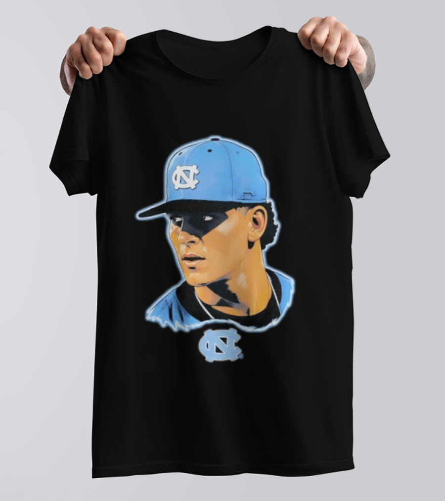 UNC Baseball Player Portrait North Carolina Cap Image T-Shirt