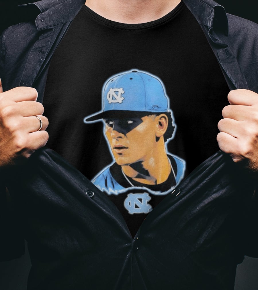 UNC Baseball Player Portrait North Carolina Cap Image T-Shirt