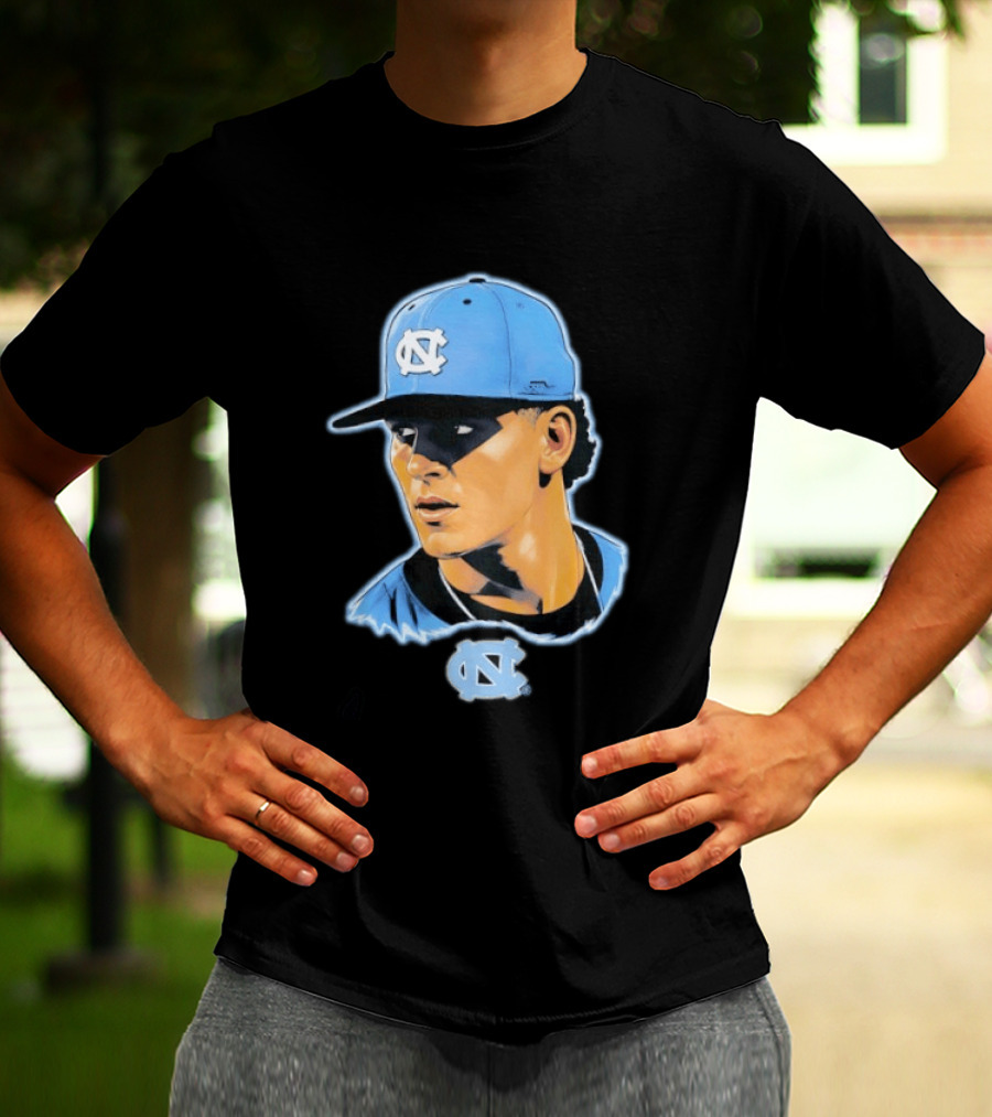 UNC Baseball Player Portrait North Carolina Cap Image T-Shirt