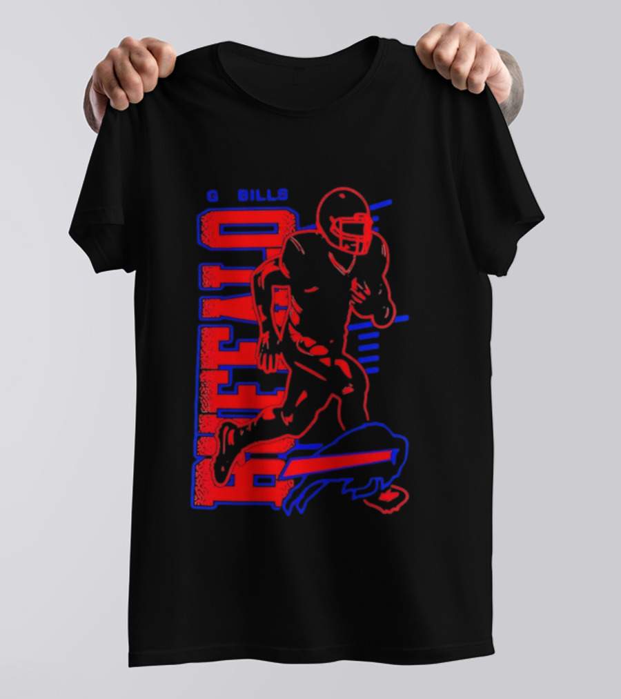 Buffalo Bills Go Bills Football Player Running Action T-Shirt