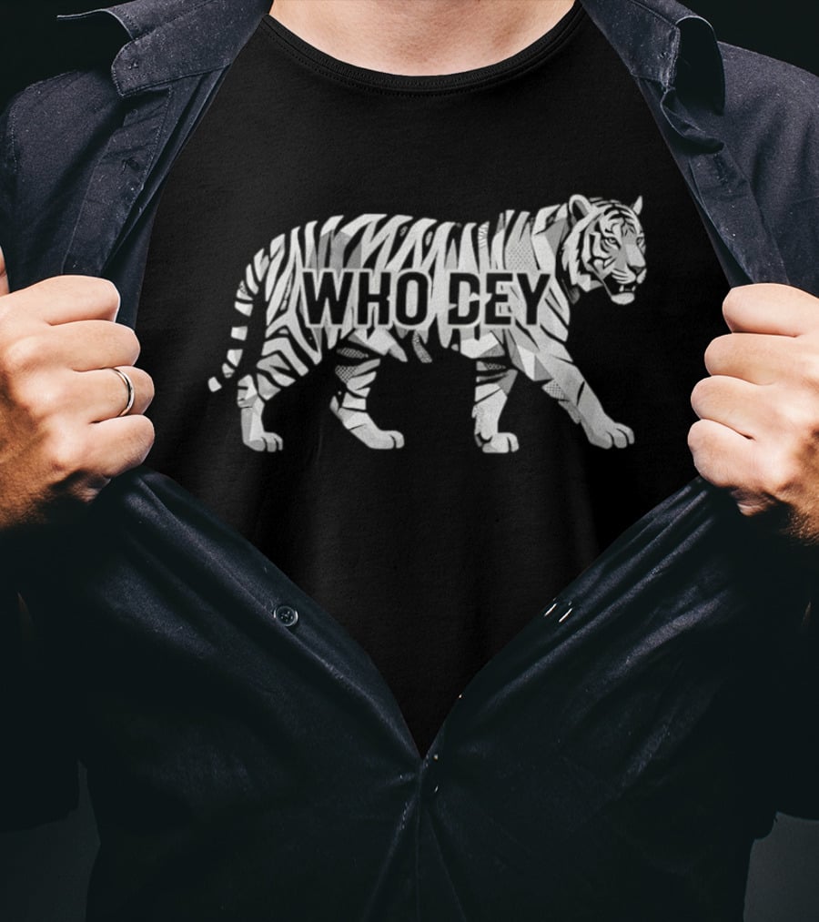 Cincinnati Tiger Who Dey Striped Tiger T-Shirt