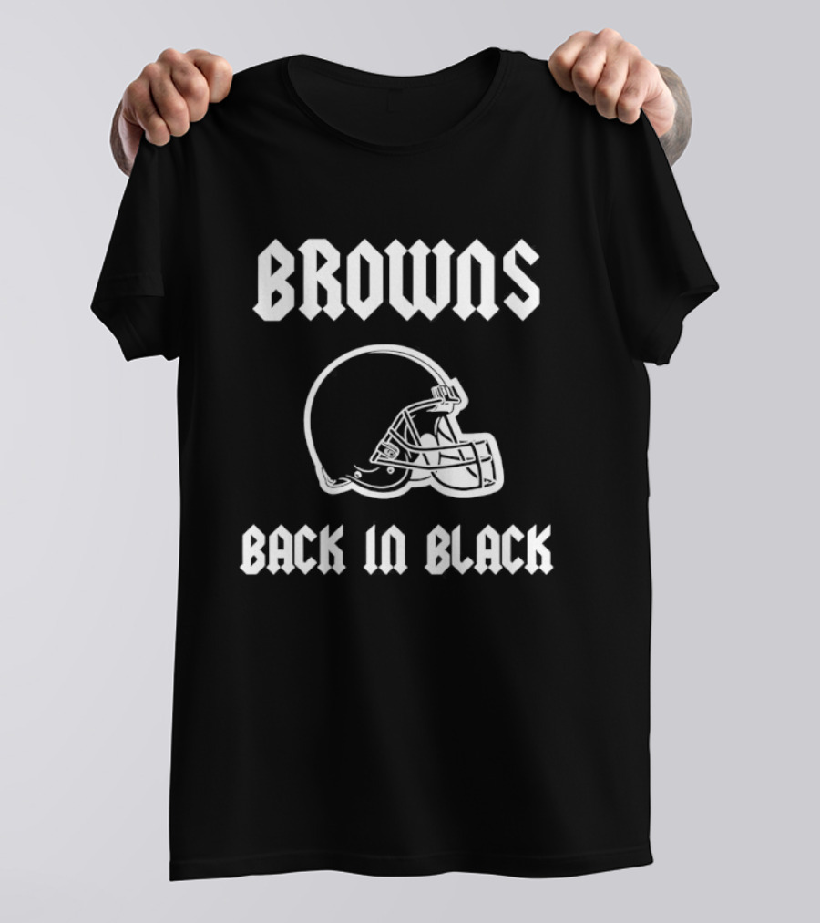 Browns Back In Black Helmet Cleveland Rugby T-Shirt