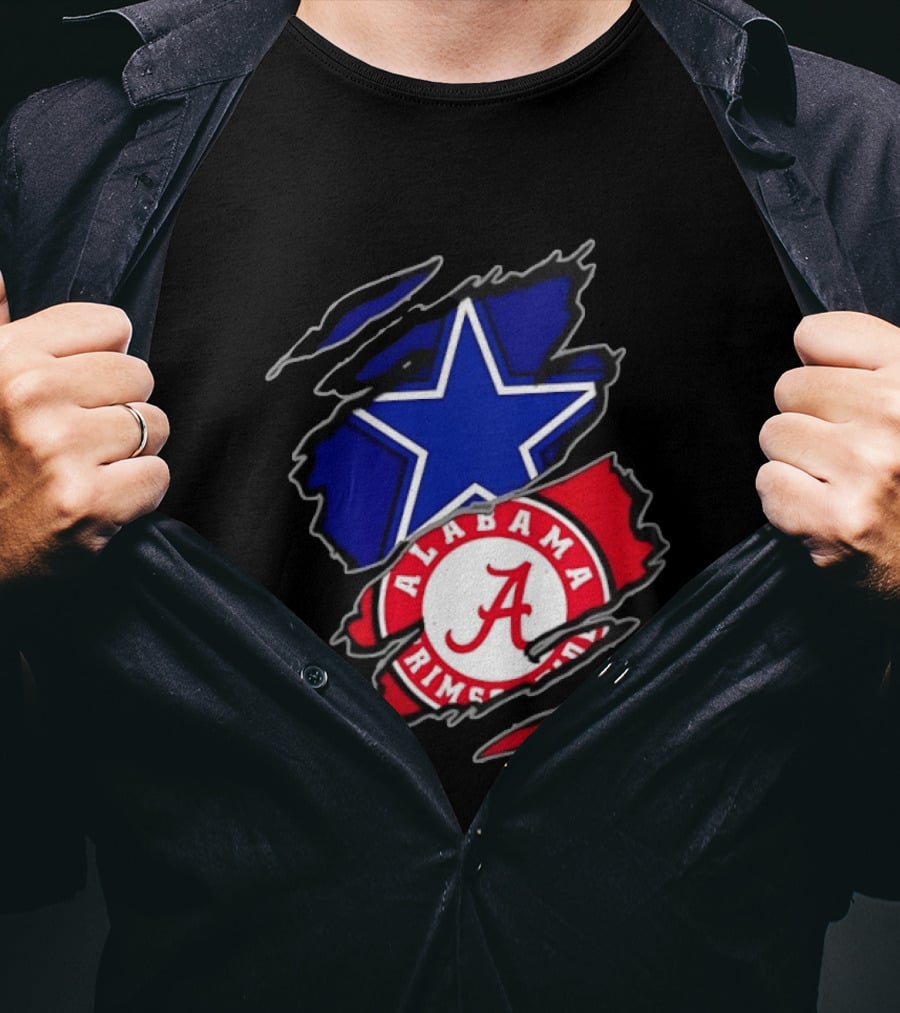 Dallas Cowboys Alabama Crimson Tide Two Teams One Heart Scratch T-Shirt