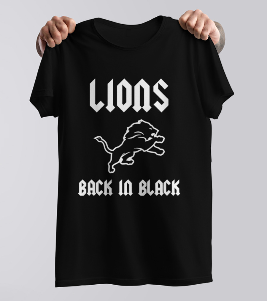 Lions Back In Black Rugby Detriot T-Shirt