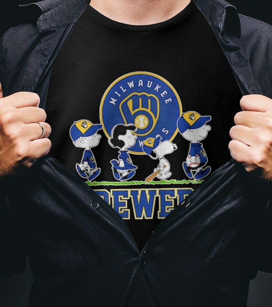 Milwaukee Brewers Snoopy Charlie Brown Lucy Linus Abbey Road 2026 T-Shirt
