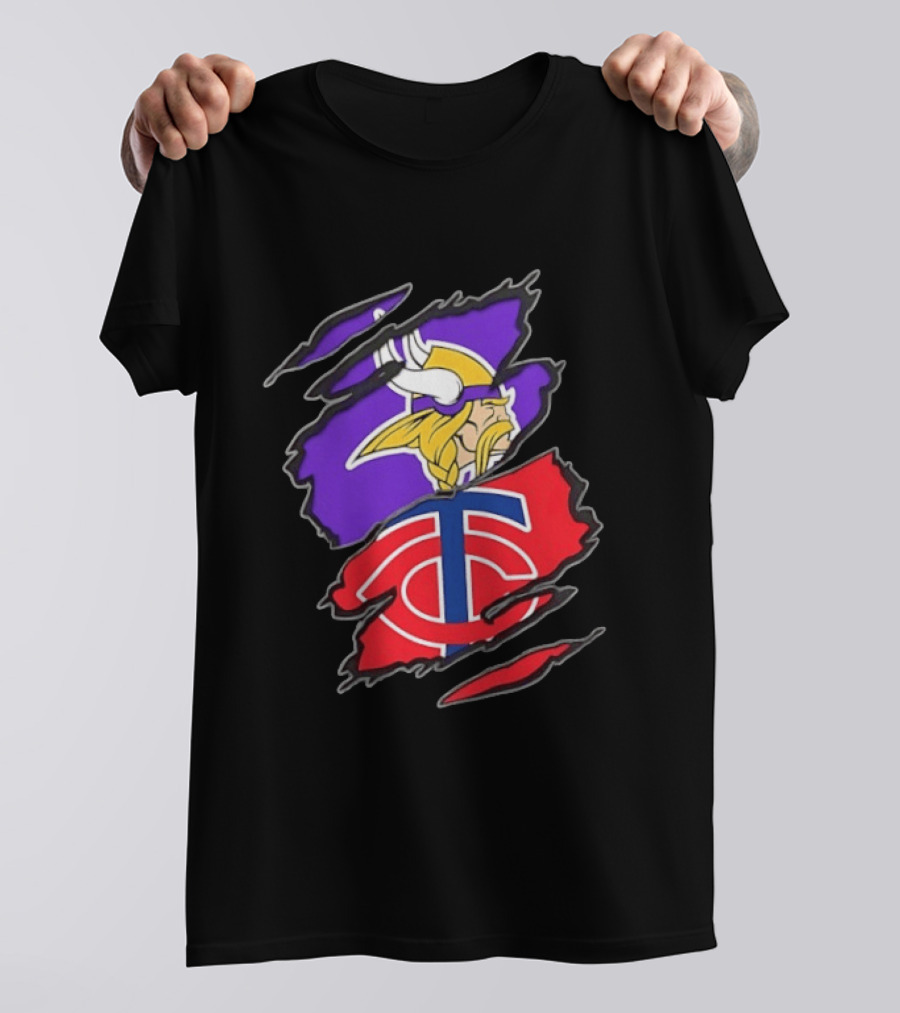 Minnesota Vikings Minnesota Twins Two Teams One Heart T-Shirt