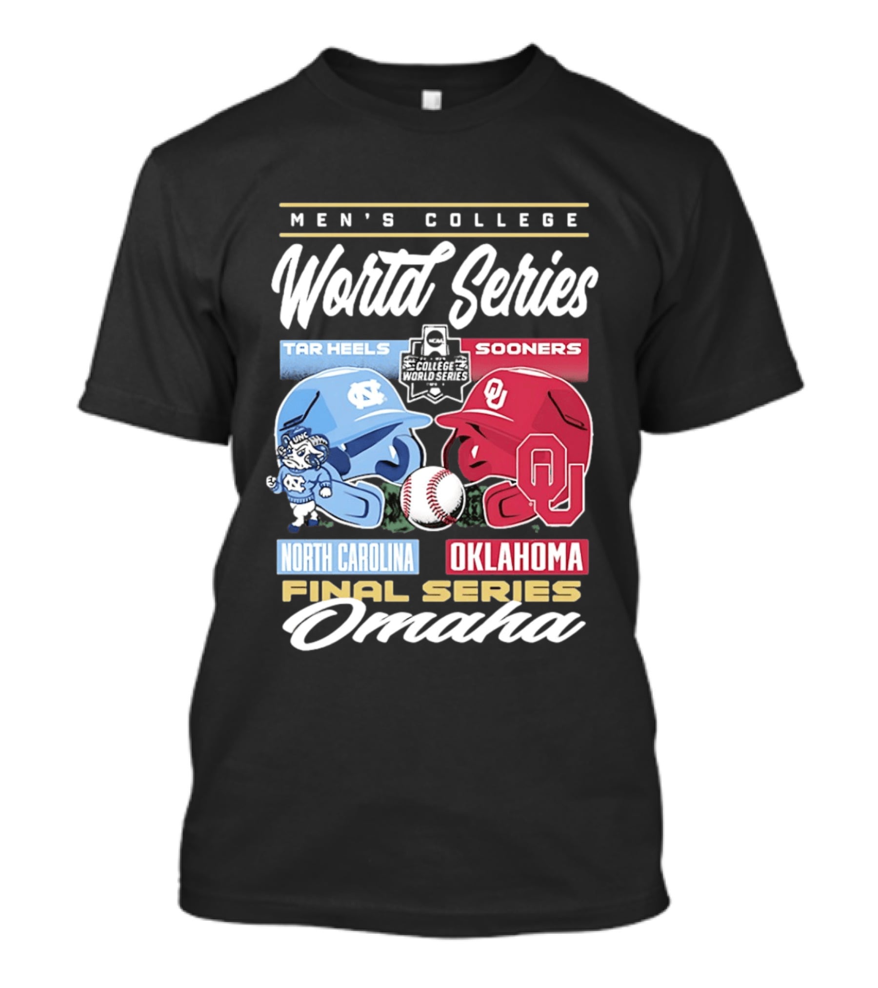 Men's College World Series Tar Heels Sooners North Carolina Oklahoma Final Series Omaha T-Shirt