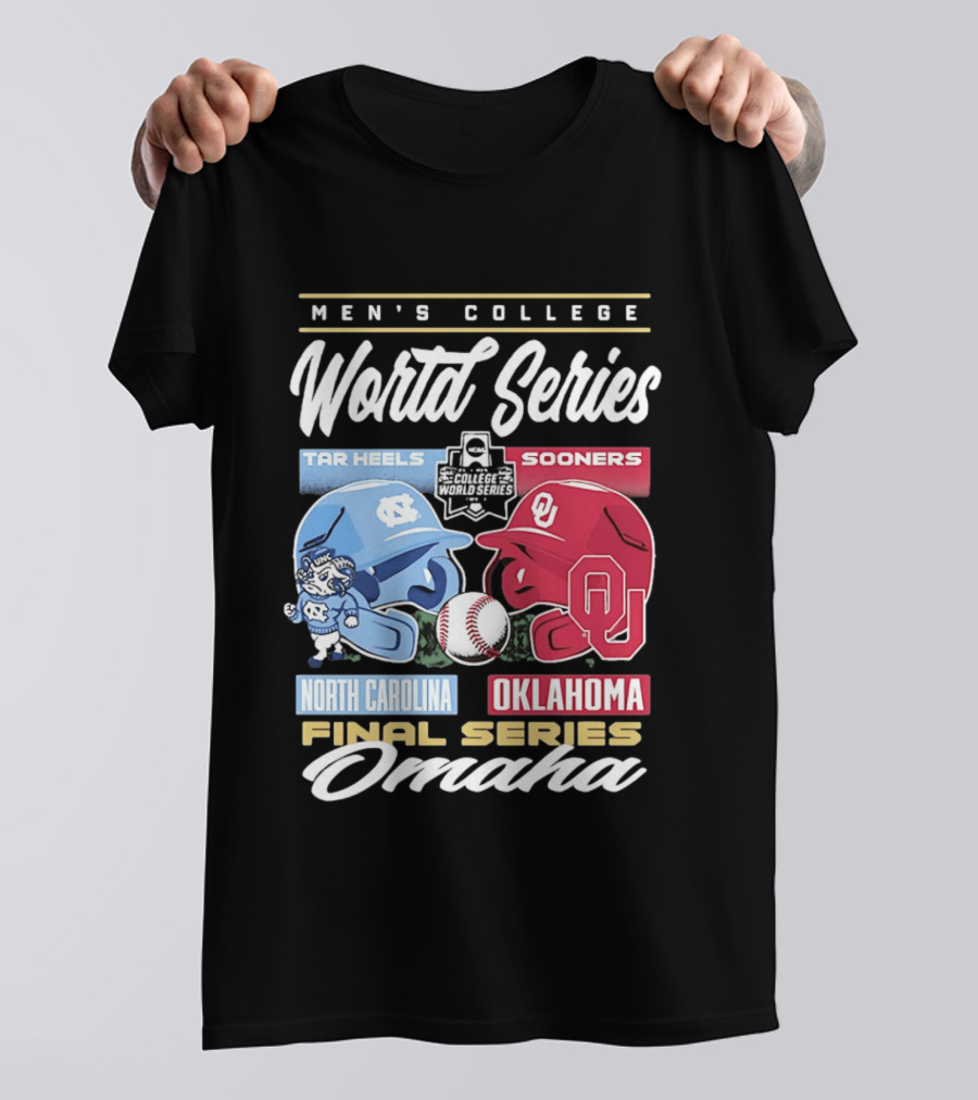 Men's College World Series Tar Heels Sooners North Carolina Oklahoma Final Series Omaha T-Shirt