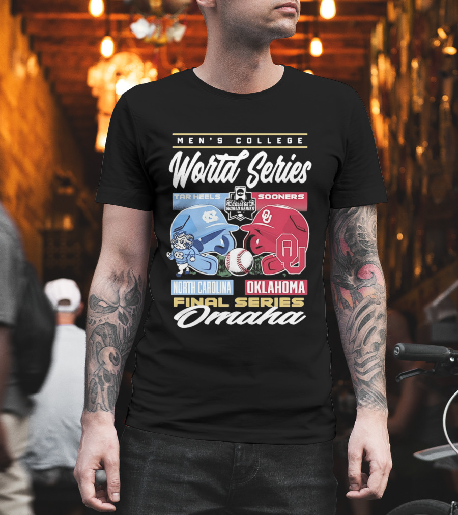 Men's College World Series Tar Heels Sooners North Carolina Oklahoma Final Series Omaha T-Shirt