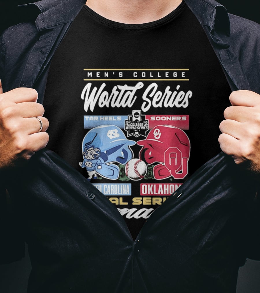 Men's College World Series Tar Heels Sooners North Carolina Oklahoma Final Series Omaha T-Shirt
