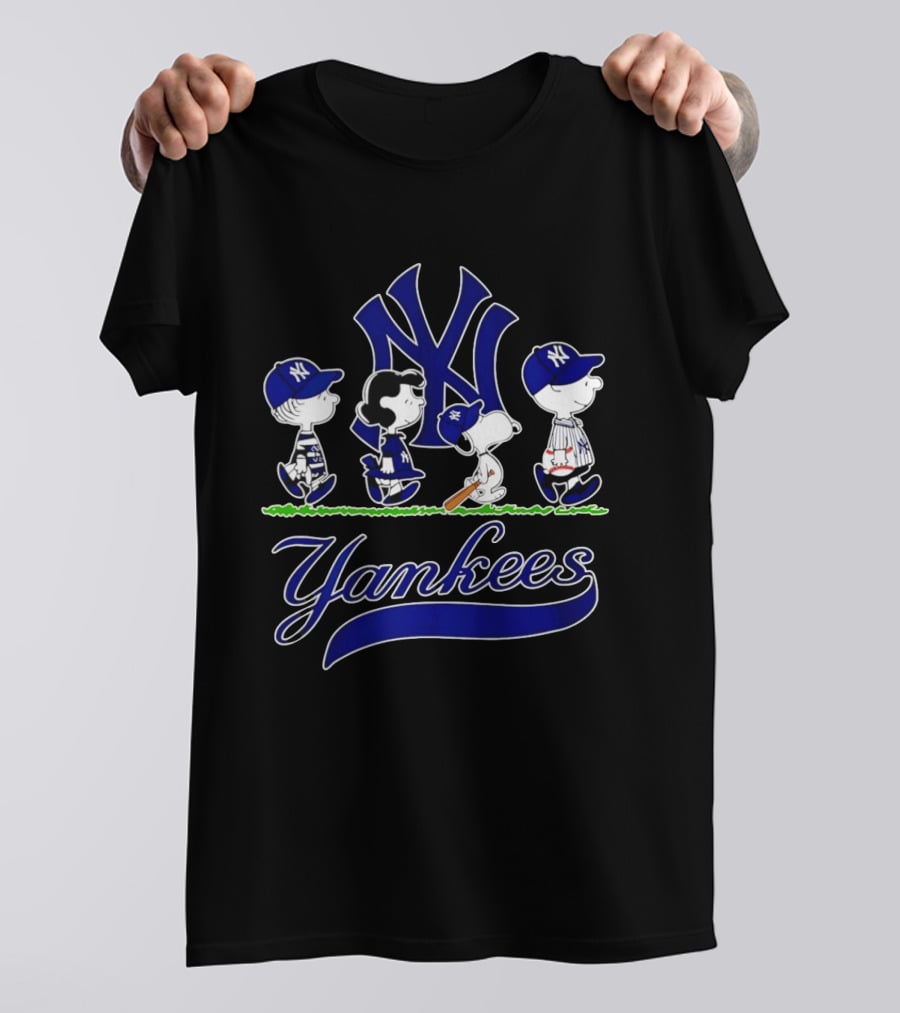 New York Yankees Peanuts Characters Abbey Road Snoopy T-Shirt
