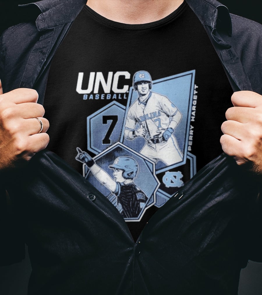 UNC Baseball Perry Hargett 7 North Carolina Collage T-Shirt