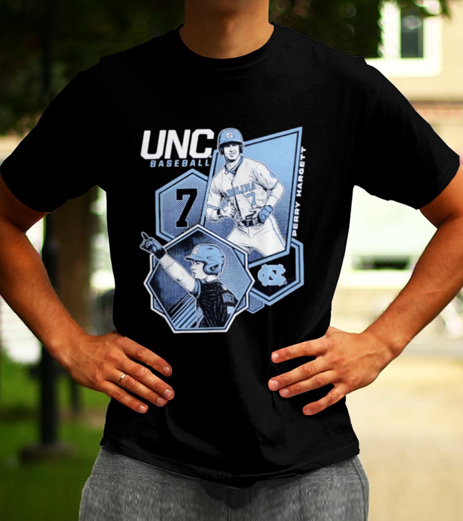 UNC Baseball Perry Hargett 7 North Carolina Collage T-Shirt