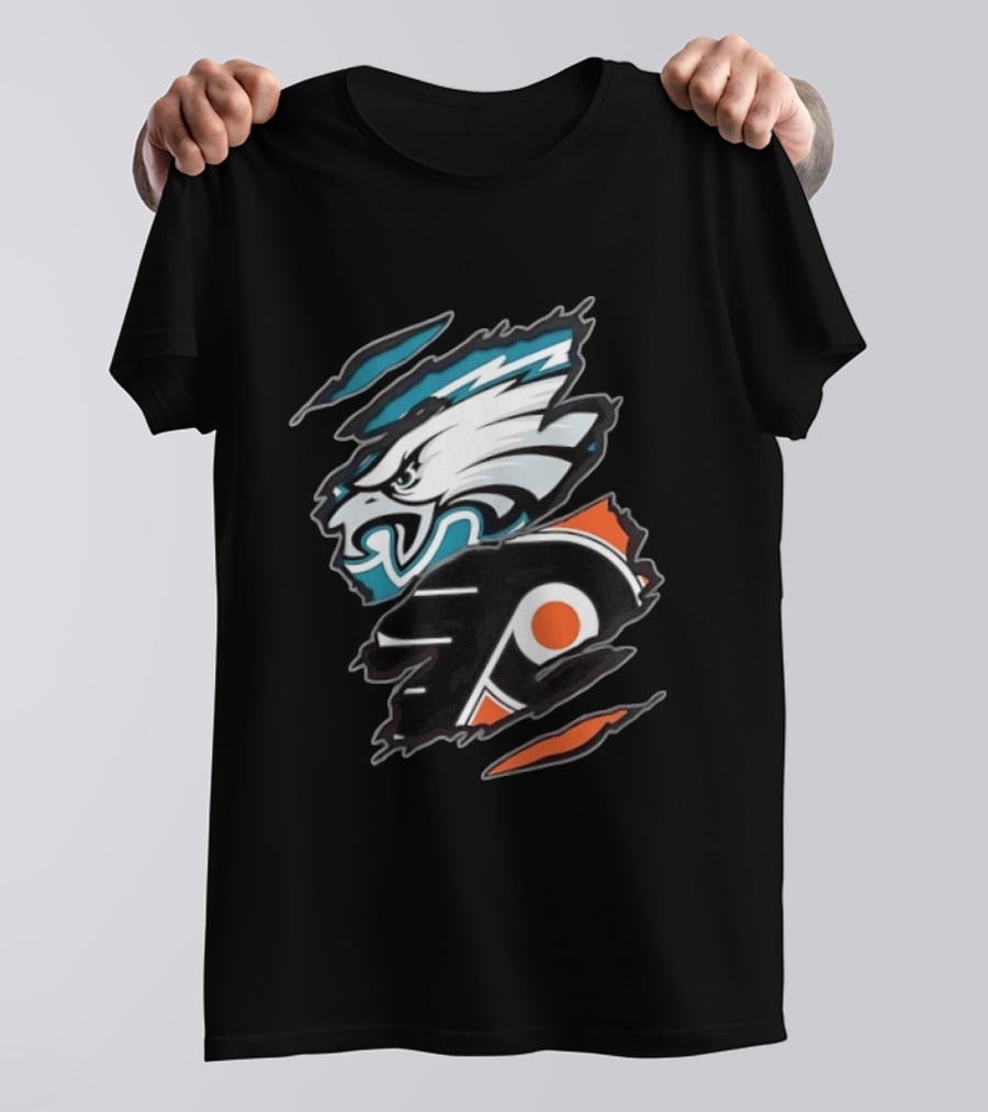 Philadelphia Eagles And Philadelphia Flyers Two Teams One Heart T-Shirt