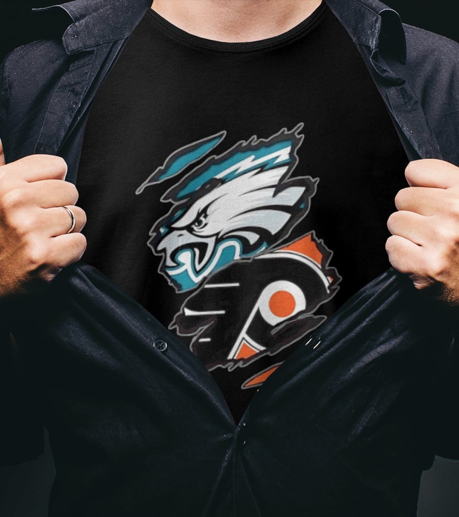 Philadelphia Eagles And Philadelphia Flyers Two Teams One Heart T-Shirt