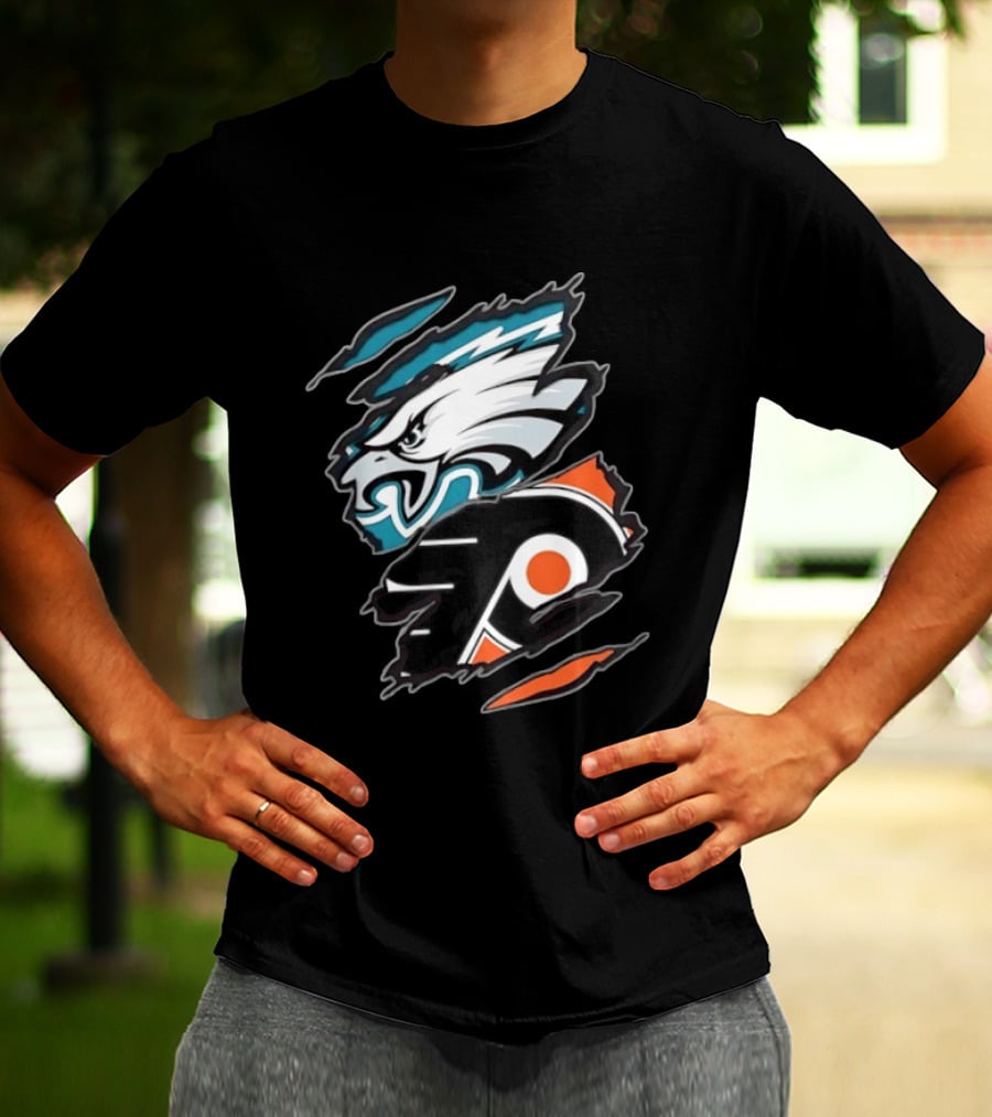 Philadelphia Eagles And Philadelphia Flyers Two Teams One Heart T-Shirt