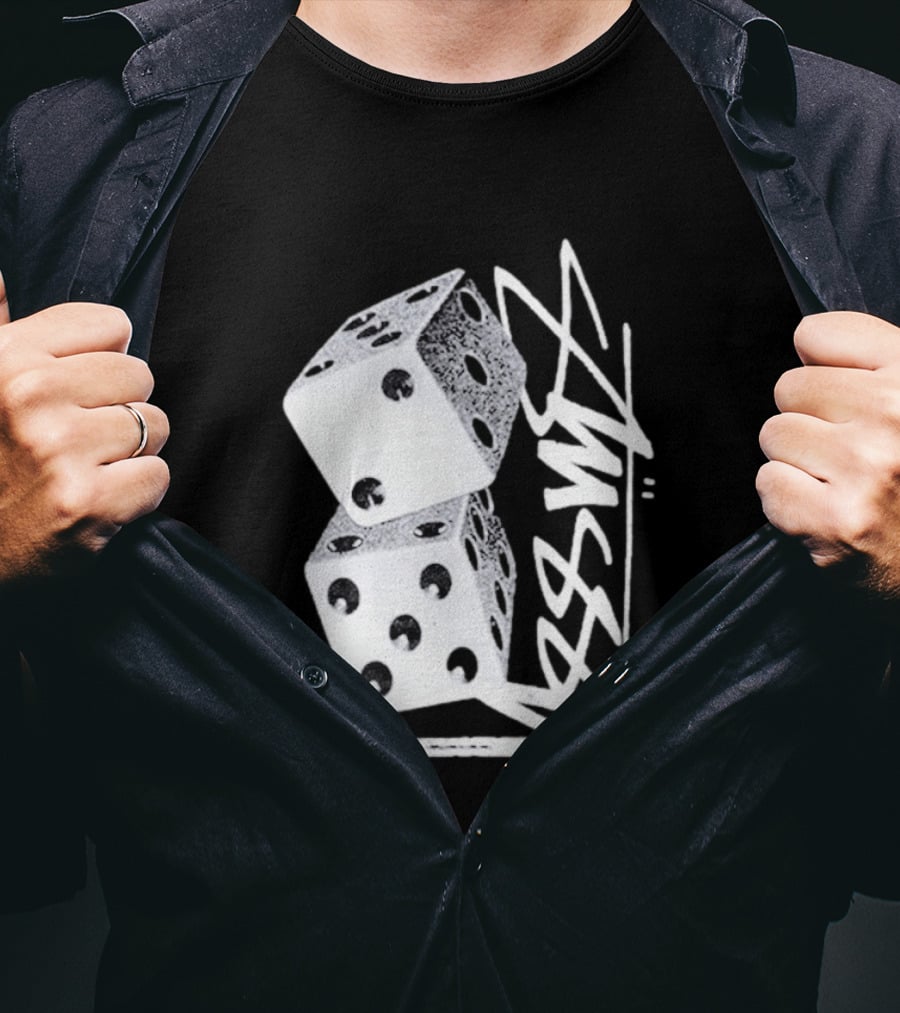 Pla Skateboarding Stussy Dice Stacked Six Side Metal T-Shirt