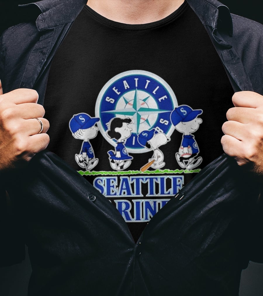 Seattle Mariners Snoopy Charlie Brown Lucy Linus Abbey Road Crossover 2026 T-Shirt