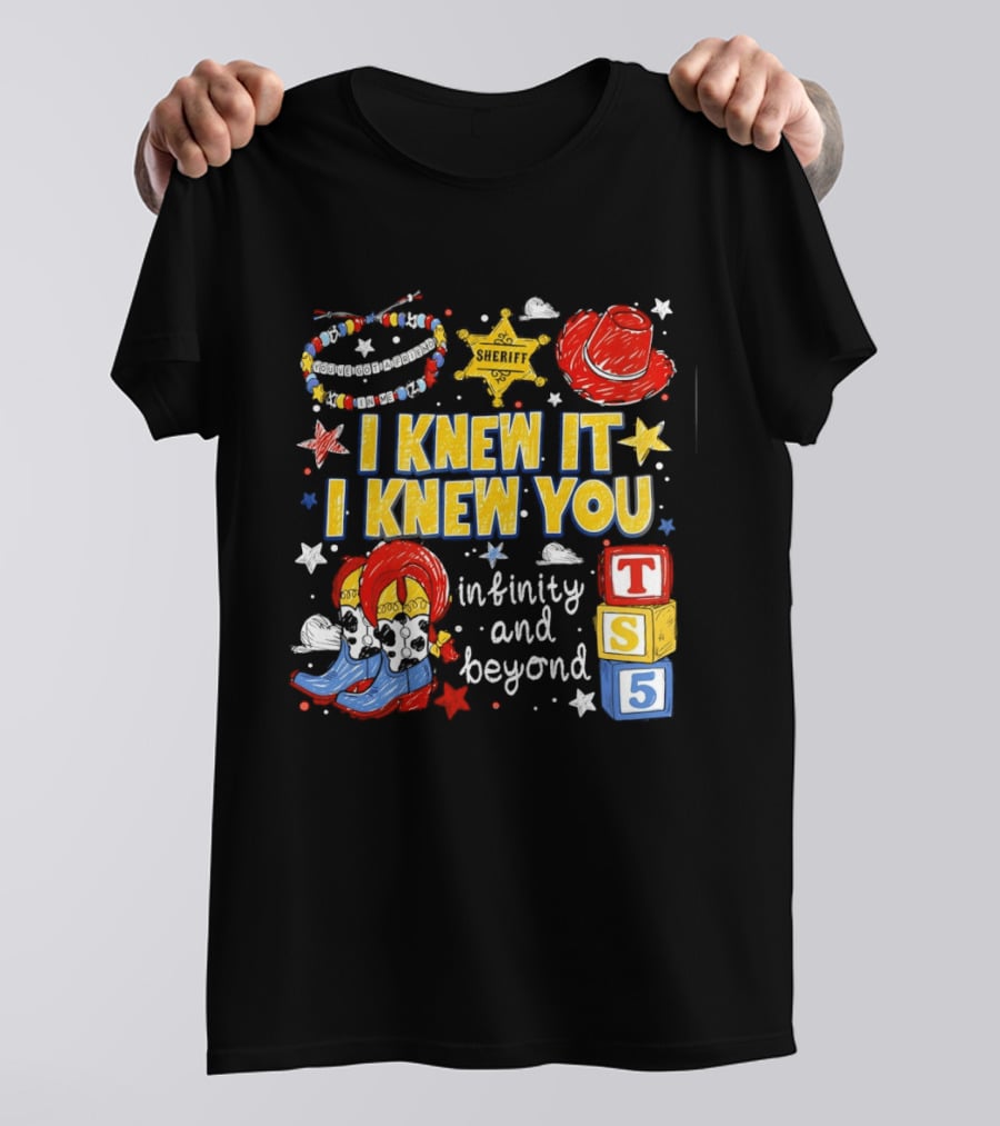 Sheriff Toy Story Cowboy Boots Infinity Blocks Badge I Knew It I Knew You T-Shirt