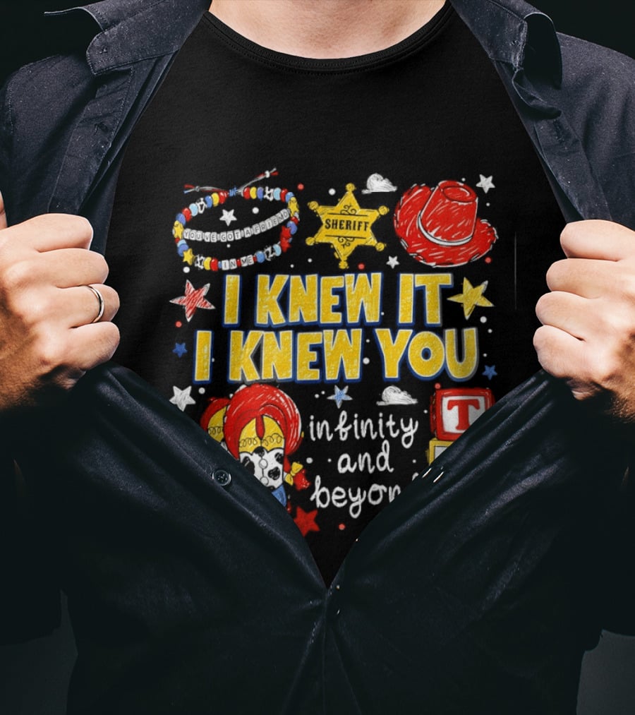 Sheriff Toy Story Cowboy Boots Infinity Blocks Badge I Knew It I Knew You T-Shirt