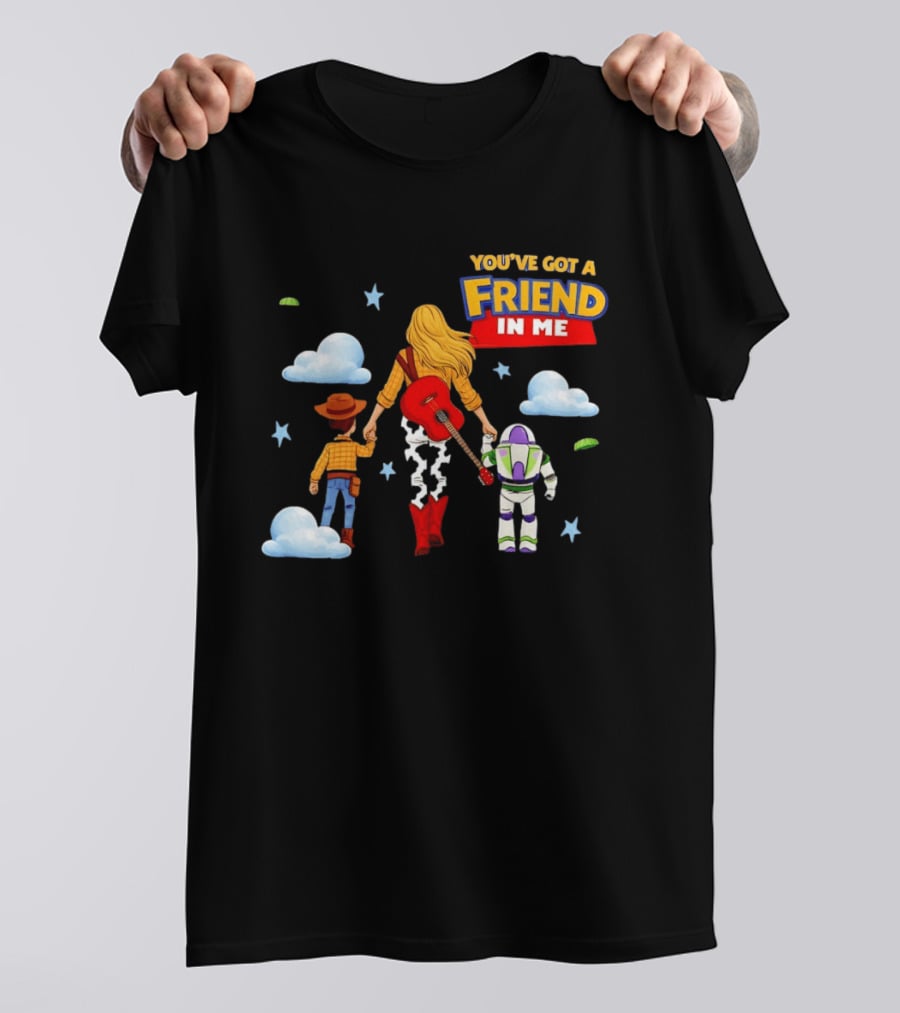 You've Got A Friend In Me Woody Buzz Lightyear Woman Walking With Clouds T-Shirt