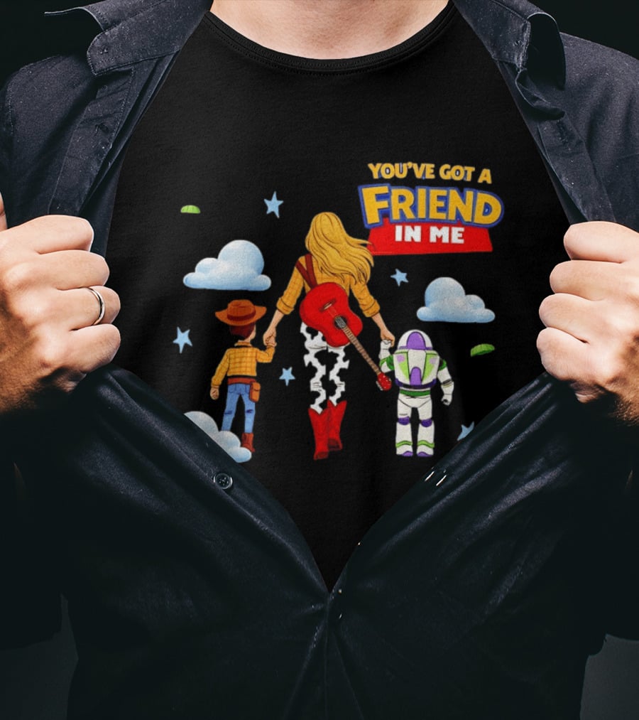 You've Got A Friend In Me Woody Buzz Lightyear Woman Walking With Clouds T-Shirt