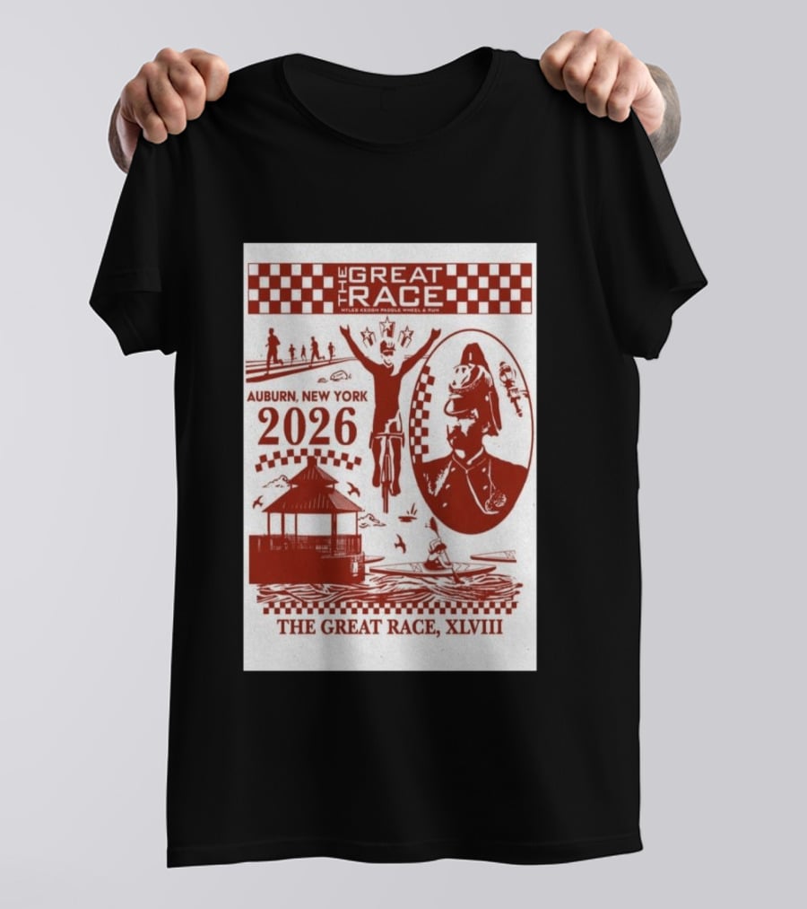 The Great Race Auburn New York 2026 XLVIII Miles Keuka Paddle Wheel Run T-Shirt