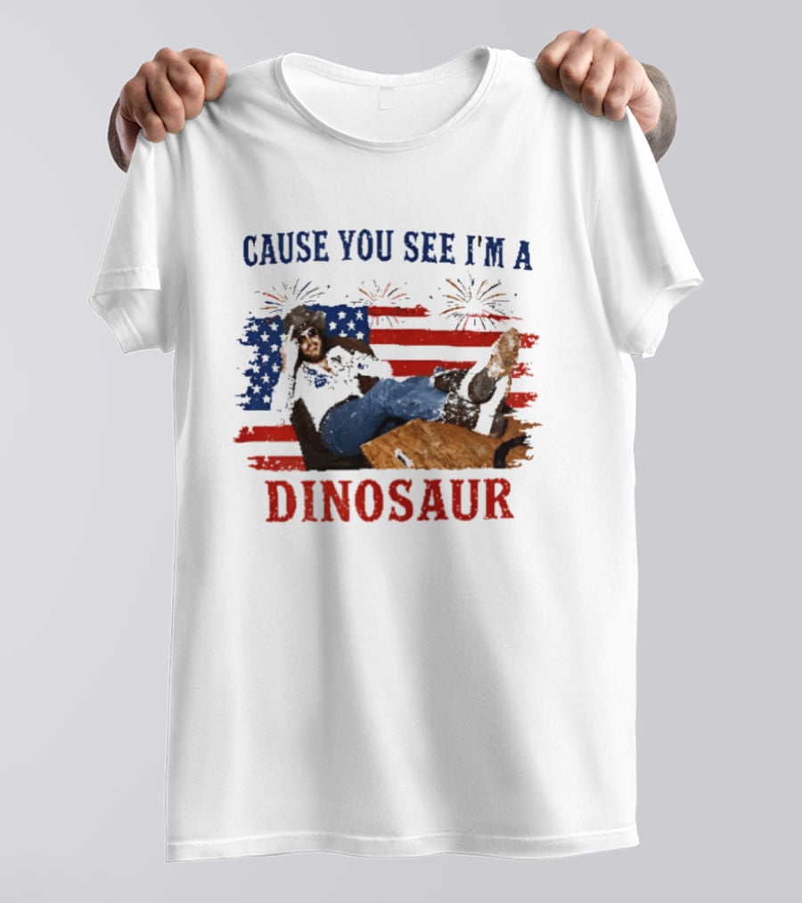 Cause You See I'm A Dinosaur Hank Williams Jr Country Music Western Patriotic 4th Of July Cowboy T-Shirt