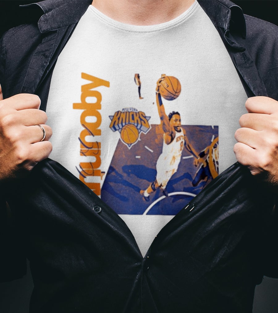 New York Knicks OG Anunoby Player Hype Dunking Action Scene T-Shirt