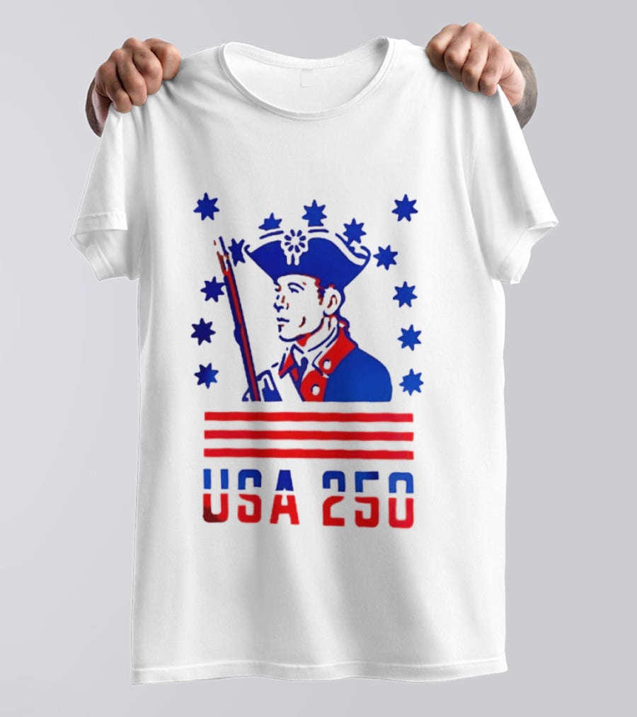USA 250 Minuteman Stars Stripes Patriotic America 250th Anniversary T-Shirt