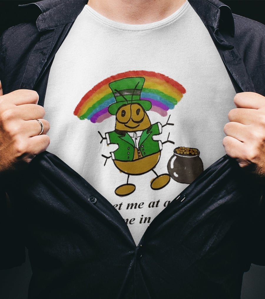 You Met Me At A Very Irish Time In My Life Rainbow Leprechaun Pot Of Gold T-Shirt