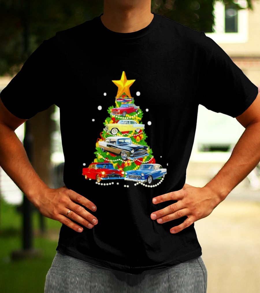 1955 Chevy Christmas Tree Holiday Vintage Car Enthusiasts T-Shirt