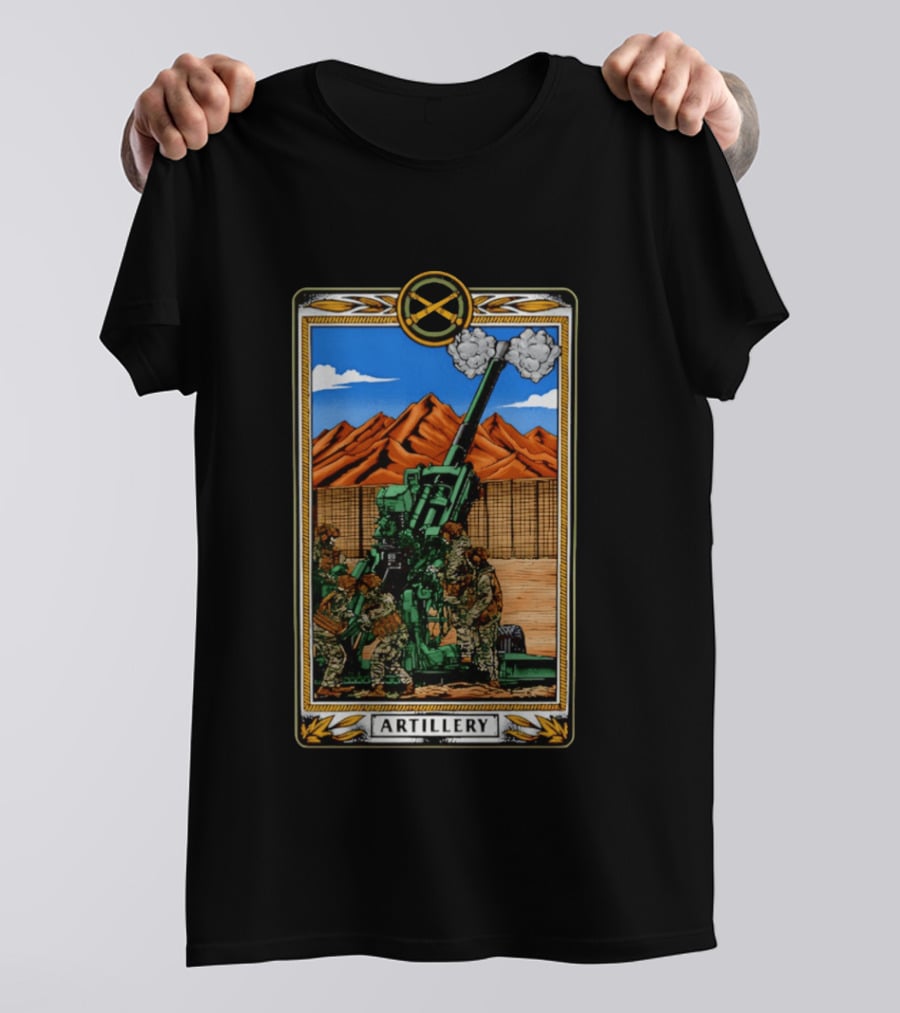 Artillery Cannon With Soldiers In Action Military Tableau T-Shirt