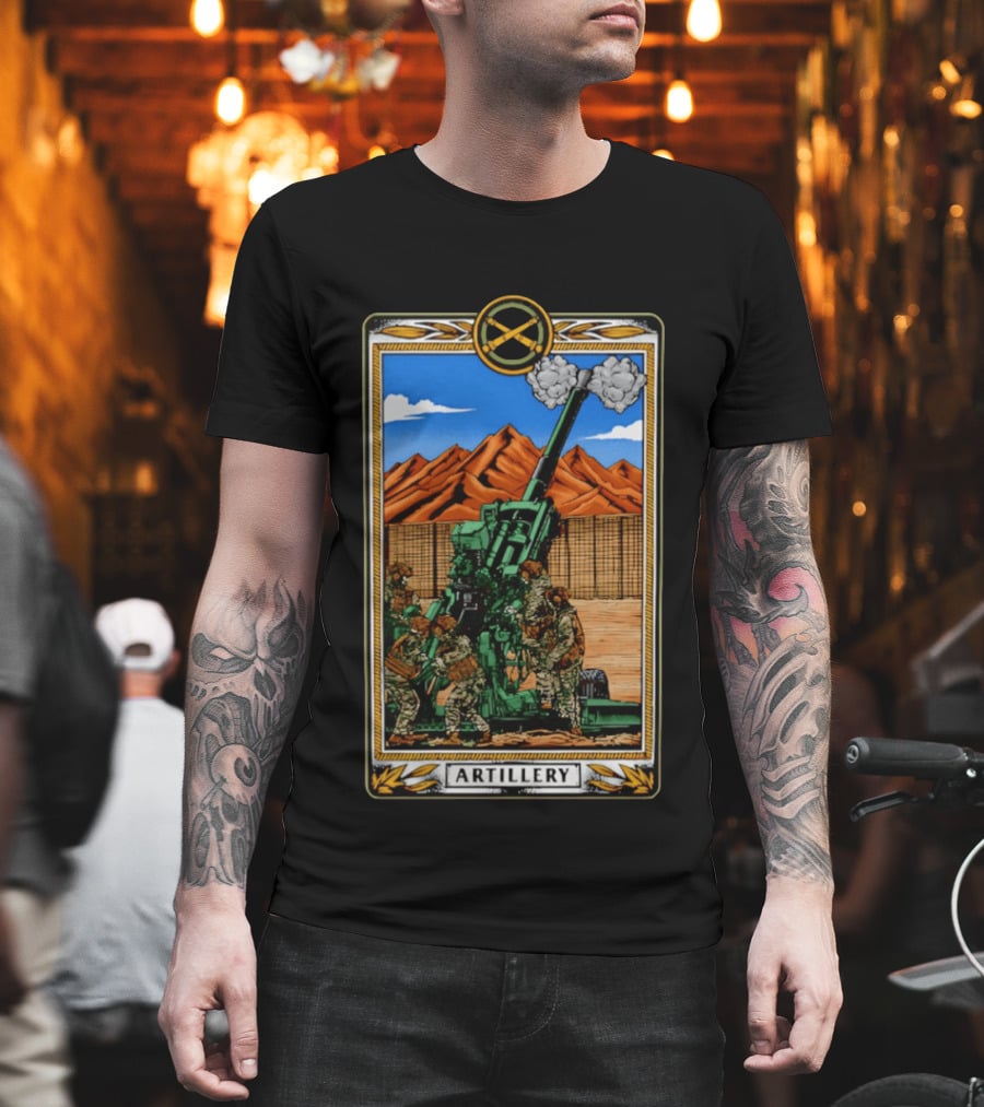 Artillery Cannon With Soldiers In Action Military Tableau T-Shirt