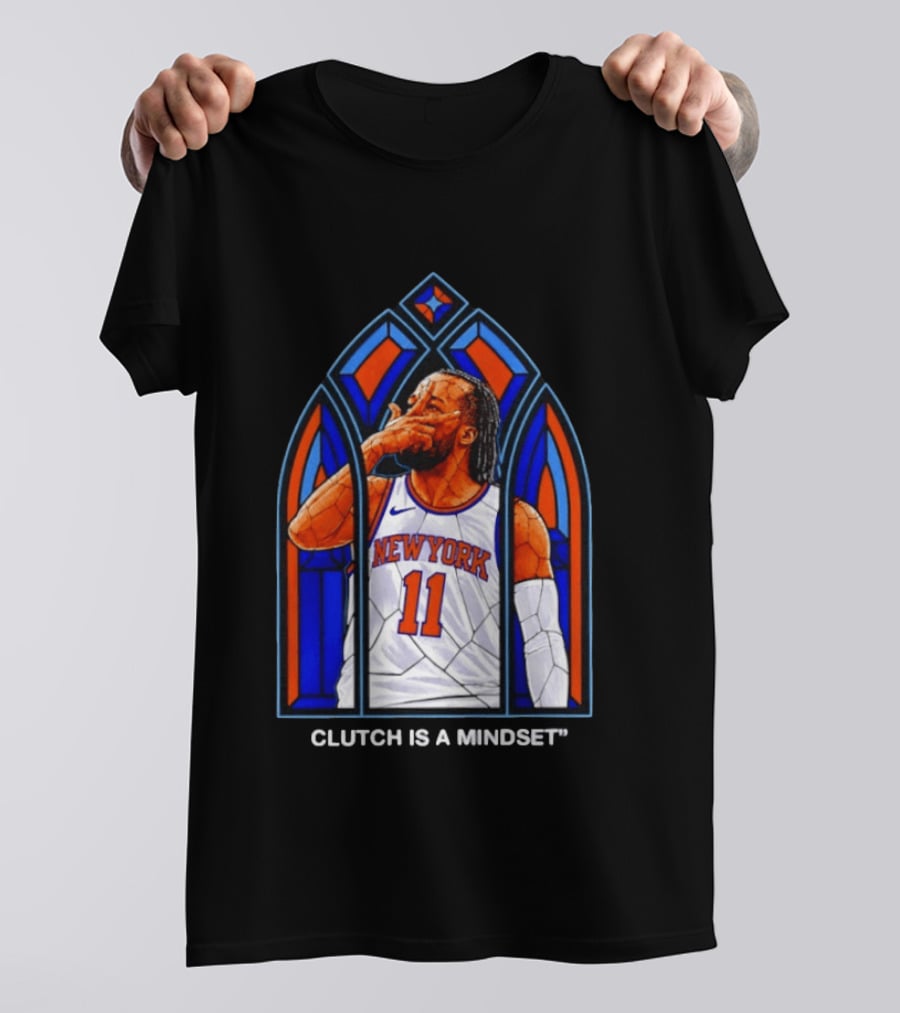 New York Knicks Jalen Brunson Number 11 Clutch Is A Mindset Stained Glass T-Shirt