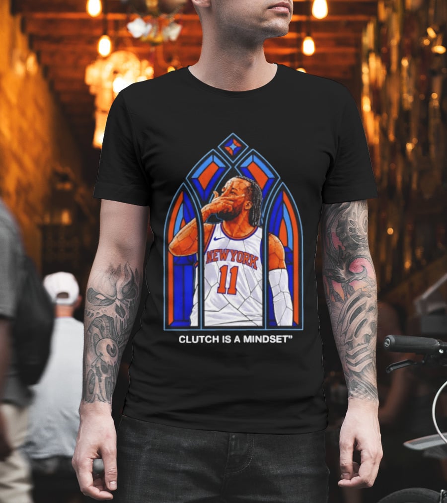 New York Knicks Jalen Brunson Number 11 Clutch Is A Mindset Stained Glass T-Shirt