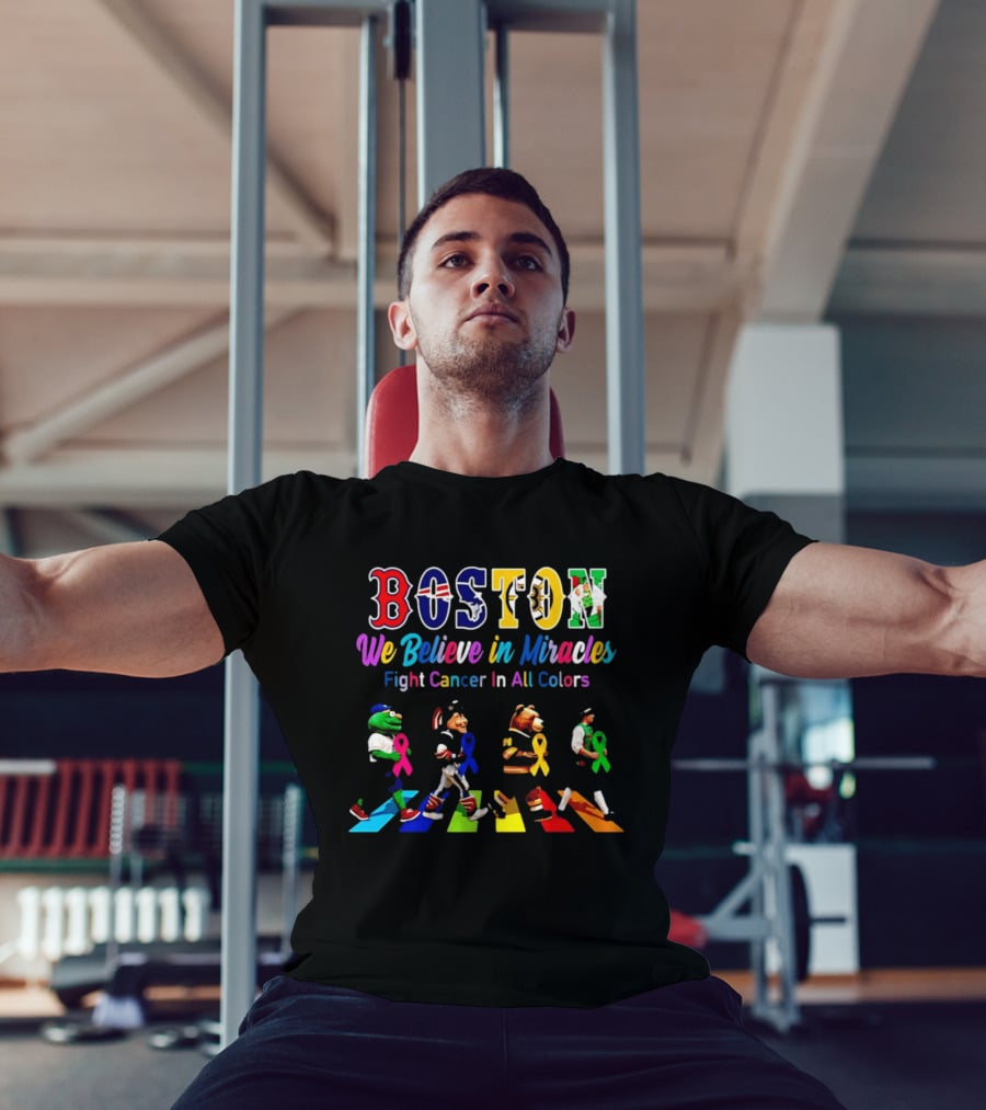 Boston We Believe In Miracles Fight Cancer In All Colors Abbey Road T-Shirt