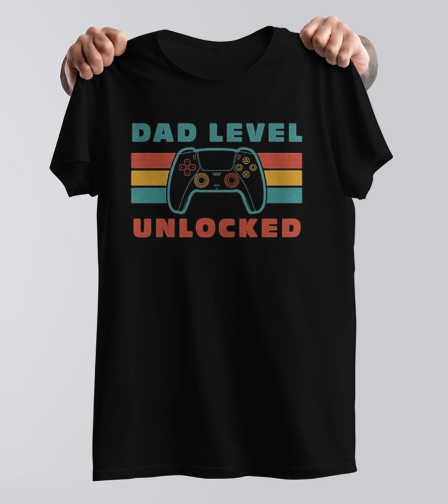Dad Level Unlocked Father's Day Game Controller Retro Gamer T-Shirt